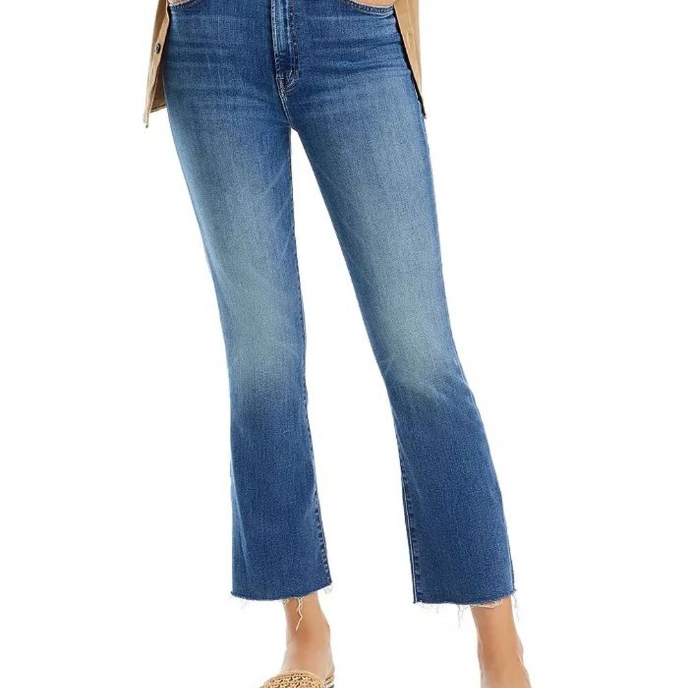 Mother The Hustler Ankle Fray Jeans Womens 32 Blue Wishful Drinking Casual